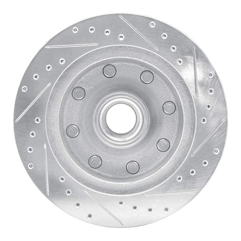 Ford E-250 Econoline Brake Rotor (1) - Front Left - R1 Concepts - Drilled & Slotted - Silver - `95-`04